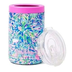 Lilly Pulitzer Insulated Can Cooler Tumbler in Cabana Cocktail Blue Ibiza | NWT
